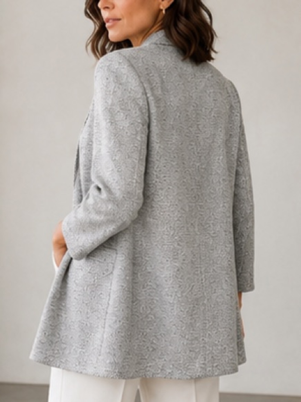 Eileen Fisher Speckled Grey Organic Cotton Blend Cardigan Blazer – Size PS - Picture 10 of 10
